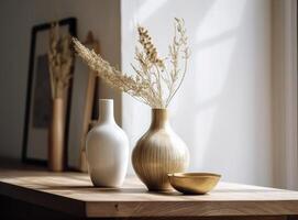 Minimalist interior design with vase. Illustration photo