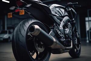 Black sport bike. Illustration photo