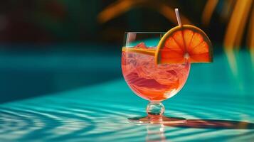 Summer vivid background with cocktail. Illustration photo