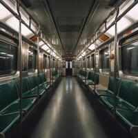 Inside of an empty subway train Illustration photo