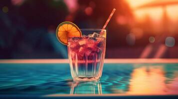 Summer vivid background with cocktail. Illustration photo