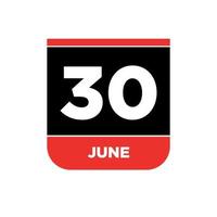 30 junio calendario fecha vector icono. 30 junio letras.