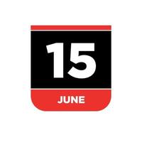 15th June calendar vector icon. 15 June monogram.