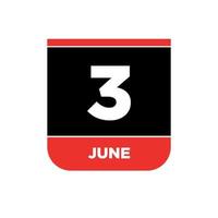 3rd June calendar vector icon. 3 June monogram.