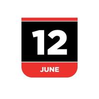 12th June calendar vector icon. 12 June monogram.