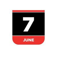 7th June calendar vector icon. 7 June monogram.