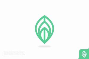 leaf symbol minimalist concept flat design logo vector