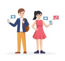 people using smartphone isolated vector illustration