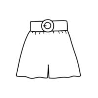 línea bosquejo de pantalones cortos para muchacha. garabatear bermudas. gracioso ropa. vector