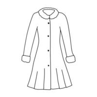 Autumn coat isolated on white. Doodle outline illustration. Warm outerwear vector