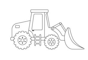 Construction excavation icon. Outline vector illustration isolated on white background. Childish cute construction vehicle for coloring book
