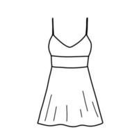 Line sketch of short dress for girl. Doodle dress with pleats. Funny clothing. vector