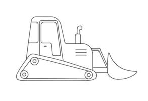 Construction excavation. Outline vector illustration isolated on white background. Childish cute construction vehicle for coloring book