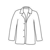 Autumn female or male short coat isolated on white background. Doodle outline illustration vector