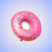 Realistic Detailed 3d Strawberry Glazed Donut. Vector