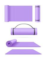 Realistic 3d Detailed Violet Exercise Mat Set. Vector