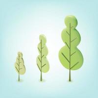 3d Different Size Green Tree Set Plasticine Cartoon Style. Vector