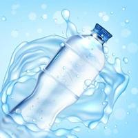 Realistic Detailed 3d Mineral Water Plastic Bottle. Vector