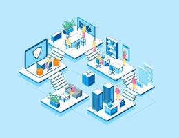 Development Company Concept 3D Isometric View. Vector