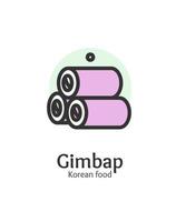 Korean Food Gimbap Sign Thin Line Icon Emblem Concept. Vector