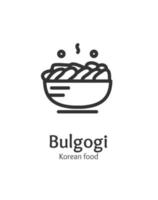 Korean Food Bulgogi Sign Thin Line Icon Emblem Concept. Vector