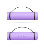 Yoga Time Concept with Realistic 3d Detailed Violet Rolled Exercise Mat Set. Vector