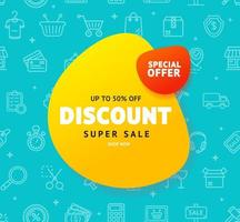 Discount Super Sale Banner Liquid Shapes on a Pattern Background. Vector