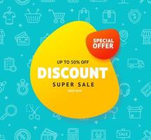 Discount Super Sale Banner Liquid Shapes on a Pattern Background. Vector