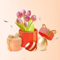 3d Happy Easter Concept Plasticine Cartoon Style. Vector