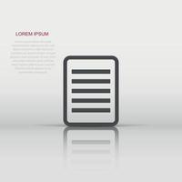 Vector document icon in flat style. Note sign illustration pictogram. Notebook business concept.