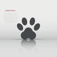 vector pata impresión icono en plano estilo. perro, gato, oso pata firmar ilustración pictograma. animal pie negocio concepto.