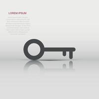 Vector key icon in flat style. Unlock sign illustration pictogram. Private secure key business concept.