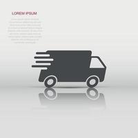 Vector truck, car icon in flat style. Fast delivery service shipping sign illustration pictogram. Car van business concept.