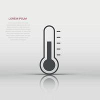 Vector thermometer icon in flat style. Goal sign illustration pictogram. Thermometer business concept.