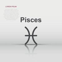 Vector pisces zodiac icon in flat style. Astrology sign illustration pictogram. Pisces horoscope business concept.