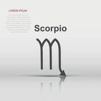 Vector scorpio zodiac icon in flat style. Astrology sign illustration pictogram. Scorpio horoscope business concept.