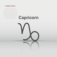 Vector capricorn zodiac icon in flat style. Astrology sign illustration pictogram. Capricorn horoscope business concept.