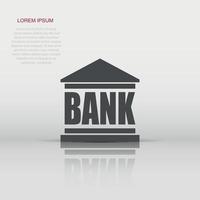 Vector bank building icon in flat style. Bank sign illustration pictogram. Building business concept.