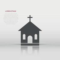 Vector church sanctuary icon in flat style. Chapel sign illustration pictogram. Church business concept.