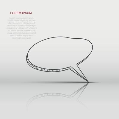 Vector speech bubble icon in flat style. Hand drawn speech bubble sign illustration pictogram. Dialog balloon business concept.