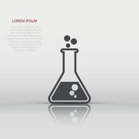 Vector chemical test tube icon in flat style. Laboratory glassware sign illustration pictogram. Flasks business concept.