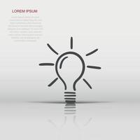 Vector sketch light bulb icon in flat style. Hand drawn idea doodle sign illustration pictogram. Bulb business concept.