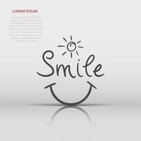 Smile text vector icon. Hand drawn illustration on isolated background.