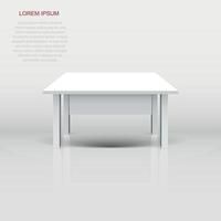 Vector 3d table for object presentation. Empty white top table isolated on white background.