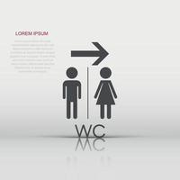 Vector WC, toilet icon in flat style. Men and women restroom sign illustration pictogram. WC business  concept.