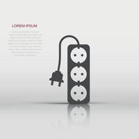 Vector extension cord sign icon in flat style. Electric power socket sign illustration pictogram. Power socket business concept.