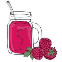 Continuous one line drawing of Raspberry juice vector