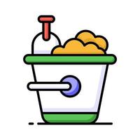 Sand bucket icon represents a small pail used for carrying and playing with sand at the beach or in a sandbox vector