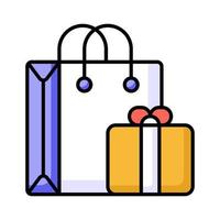 Gift hamper icon represent a decorative basket or box filled with various items, usually given as a present for special occasions vector