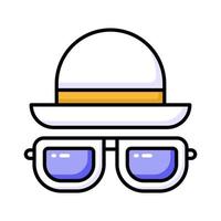agarrar esta increíble icono de sombrero y lentes en de moda estilo, playa accesorios vector diseño
